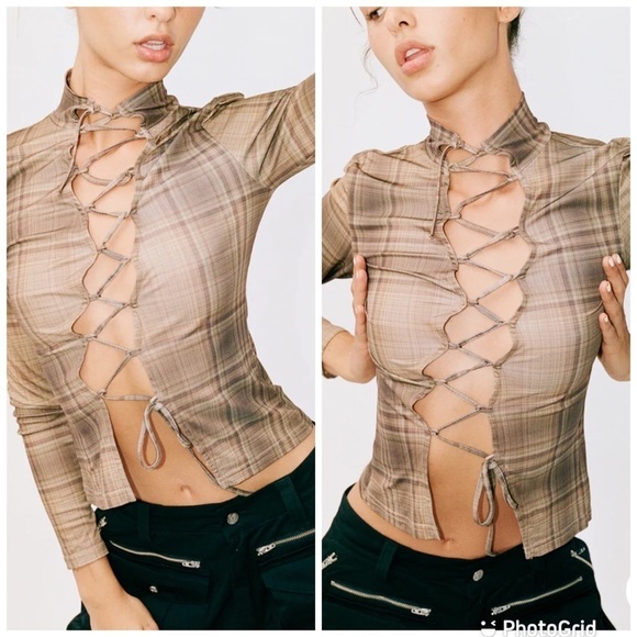 With Jean. Amethyst Top in Plaid New with Tags! - Picture 2 of 10